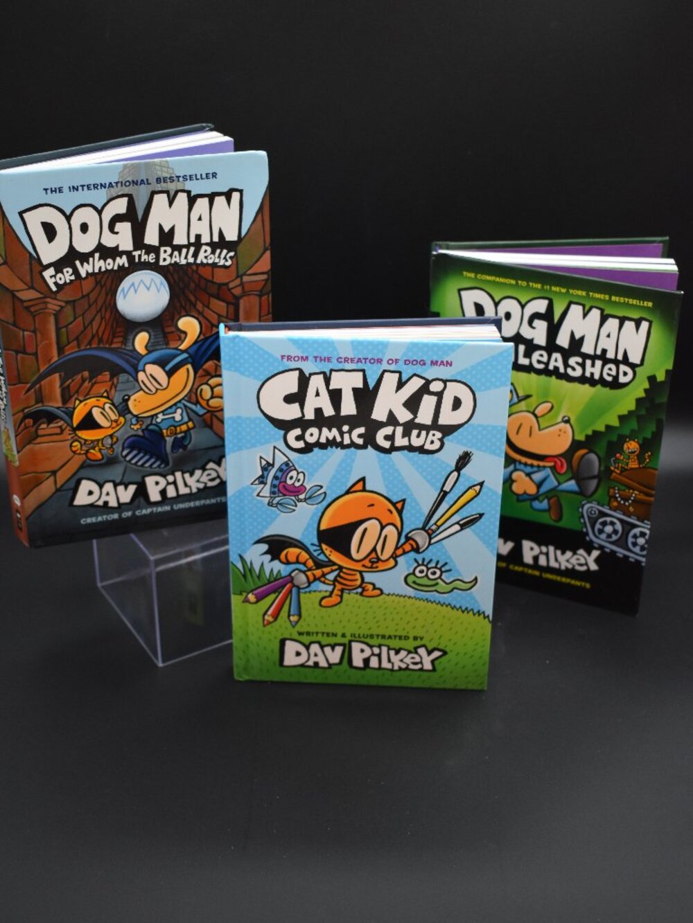Dav Pilkey Dog Man & Cat Kid Comic Club Hardcover Book Bundle Lot of 2